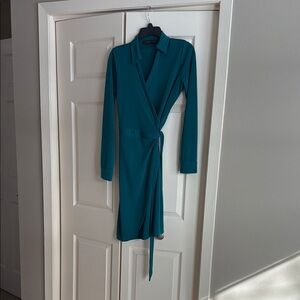 Elegant Teal Wrap Dress